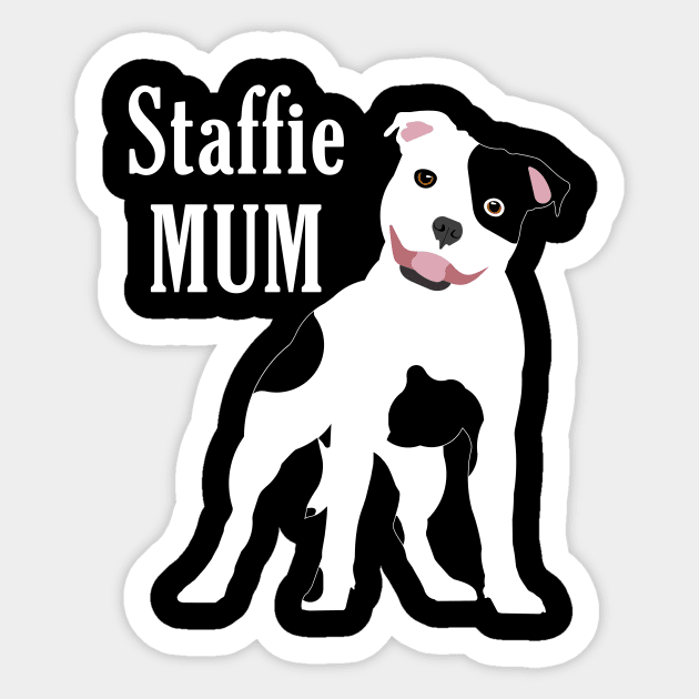 Staffie Mum WB Sticker by SiSuSiSu